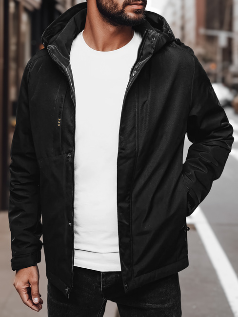 Herren Übergangsjacke mit Kapuze schwarz Dstreet TX4997