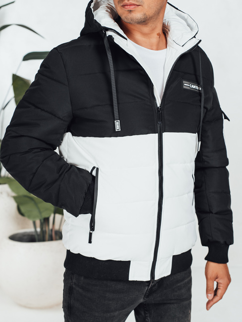 Herren Winterjacke mit Kapuze schwarz und weiß Dstreet TX5050