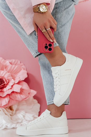 JUNOMI Frauen Plattform Turnschuhe weiß Dstreet ZY0859