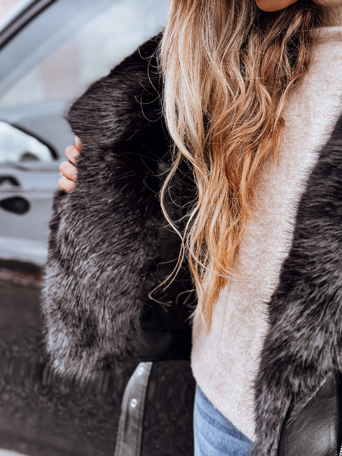 Damen Ramones Jacke mit Pelz schwarz Dstreet TY5233