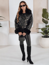 Damen Winter Lederjacke mit Kunstpelz schwarz Dstreet TY5209