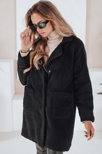 Damen Teddy Pelzmantel schwarz Dstreet NY0756