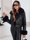 Damen Leder Ramones Jacke mit Pelz schwarz Dstreet TY5207