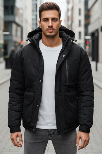 Herren Winterjacke mit Kapuze schwarz Dstreet TX5110