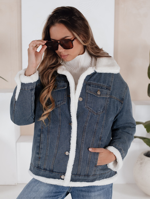 Damen Winter-Jeansjacke mit Schaffell blau Dstreet TY5172