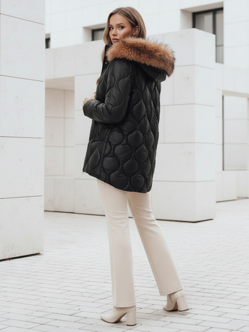 Damen Winterjacke LUMORE gesteppt mit Kapuze schwarz Dstreet TY5015