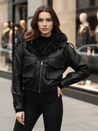 Damen Lederjacke mit Fell SOFTREBEL schwarz Dstreet TY4762z