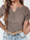 Damen Einheitsgröße gerippte Bluse KISS LOOK braun Dstreet RY2827