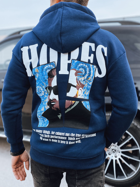 Herren Sweatshirt mit Aufdruck Farbe Dunkelblau DSTREET BX5661
