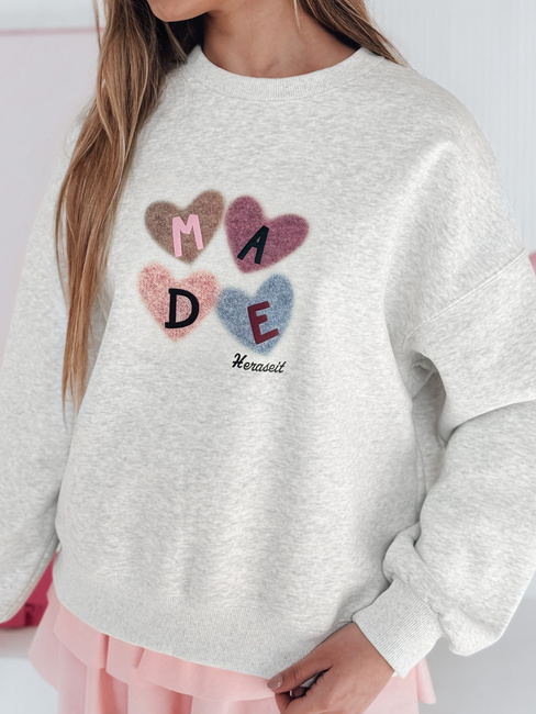 Damen Sweatshirt in Übergröße mit Herzen MADELIN grau Dstreet BY1459
