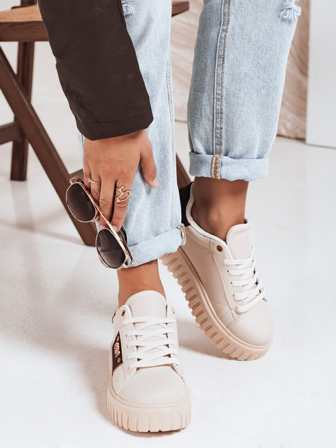 Damen Plateau Turnschuhe beige Dstreet ZY1057