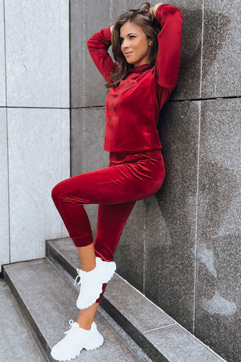 Damen Veloursanzug Vogue Velour Farbe Weinrot DSTREET AY0875