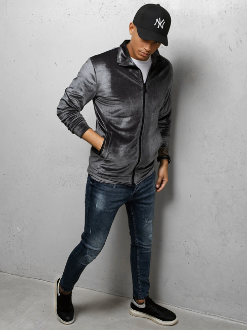 Herren Sweatshirt aus grauem Velours Dstreet BX5535