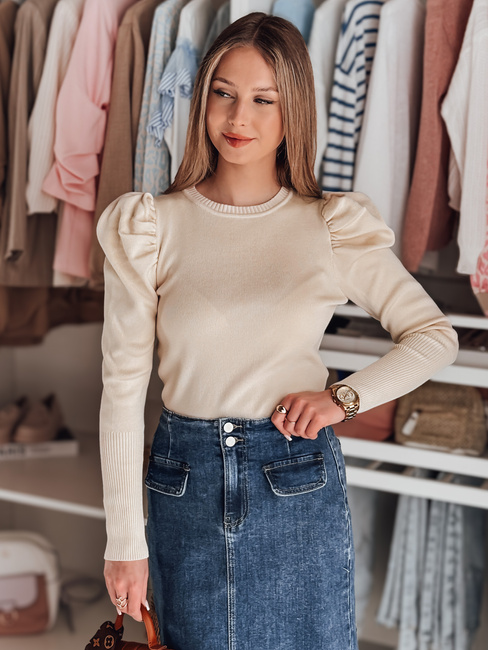 Damen Einheitsgröße Pullover mit Büffeln ELENORI beige Dstreet MY2464