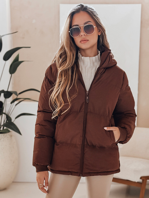 MISSFROST Damen Steppjacke mit Kapuze braun Dstreet TY4959