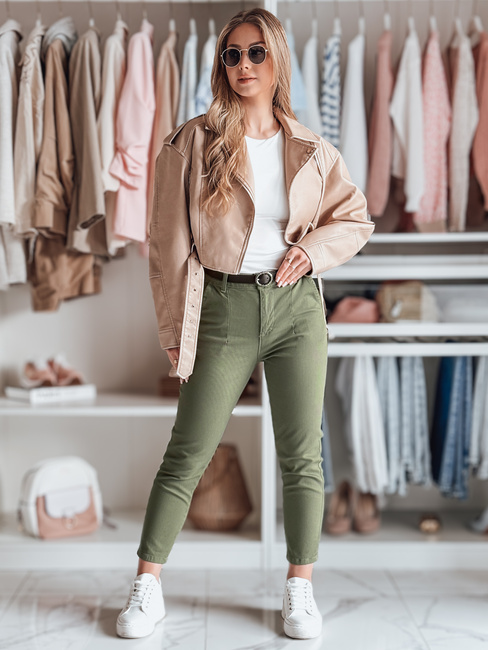 Damen Slim Fit Hose mit Gürtel TAIRONIK khaki Dstreet UY2547