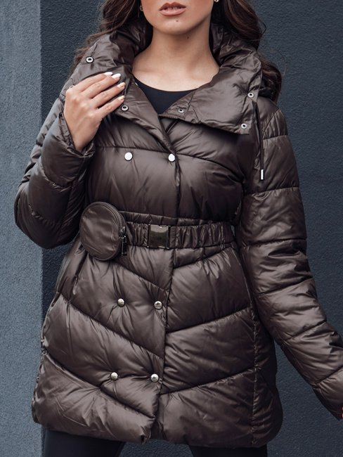 Gesteppter Damen-Wintermantel mit Kapuze BLOOM mocha Dstreet TY4517