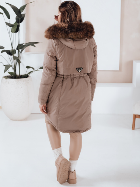 Damen Winter Parka Jacke mit Kapuze dunkelbeige Dstreet TY5084