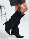 Damenstiefel mit breitem Schaft aus Wildleder schwarz Dstreet ZY1024