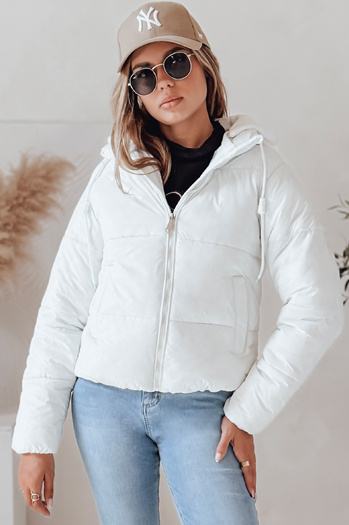 Kurze Damen GLAMVO Daunenjacke mit Kapuze weiß Dstreet TY4952