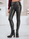Damen Öko-Leder-Leggings mit Knöpfen schwarz Dstreet UY2726