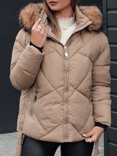 Damen Winterjacke LESISI gesteppt mit Kapuze beige Dstreet TY4715_4