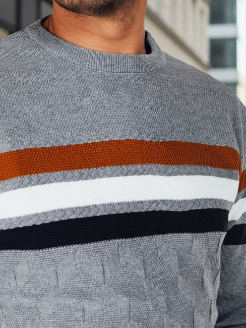 Grauer gestreifter Pullover für Männer Dstreet WX2335