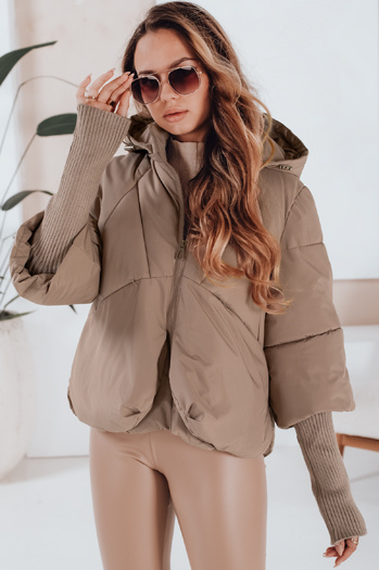MISSLAYER Damen Winterjacke mit Kapuze dunkelbeige Dstreet TY5038
