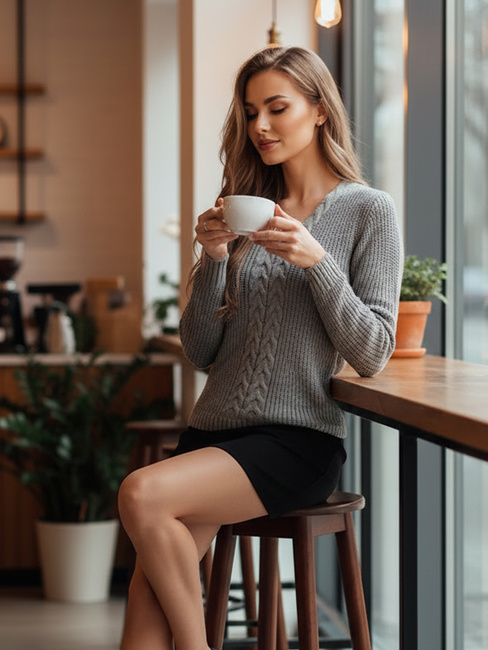 CASVINA Damen Pullover hellgrau Dstreet MY2396