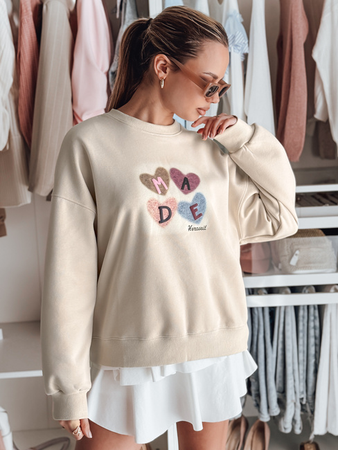 Damen Sweatshirt in Übergröße mit Herzen MADELIN cappuccino Dstreet BY1462