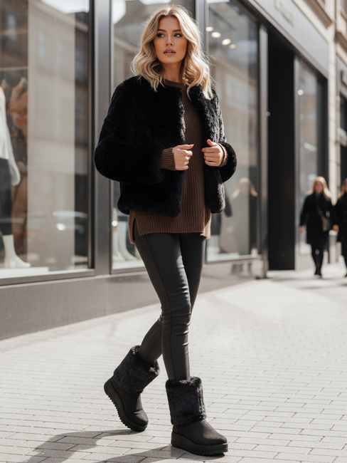 Schwarze Wildleder-Schneestiefel für Frauen Dstreet ZY1279