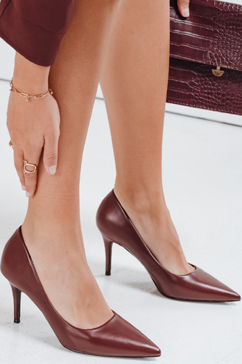 Damen burgunderfarbene Stilettos Dstreet ZY1078