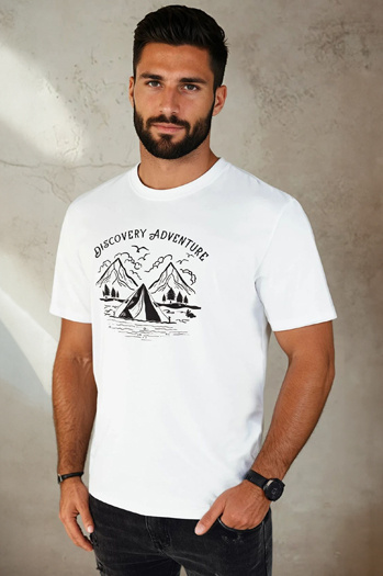 Herren T-shirt mit Aufdruck Farbe Weiß DSTREET RX5412