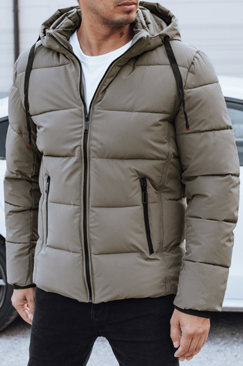 Herren Steppwinterjacke mit Kapuze beige Dstreet TX5065