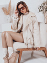 NORFDIMA Damen Lederjacke mit Schafsfell weiß Dstreet TY4735