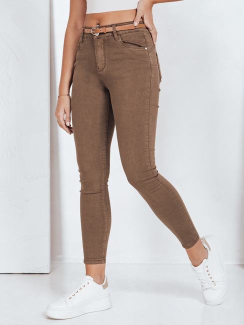 Damen Skinny Hose mit Gürtel VIVASKIN braun Dstreet UY2745