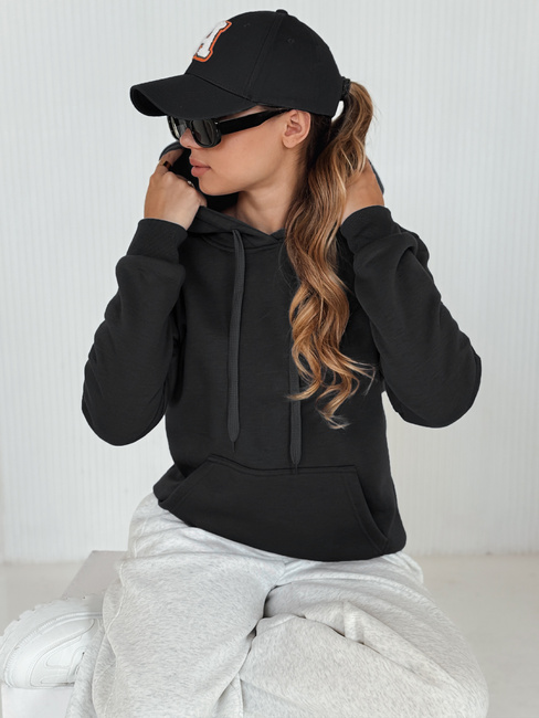 Damen Kapuzenpullover BASIC Schwarz BY0158