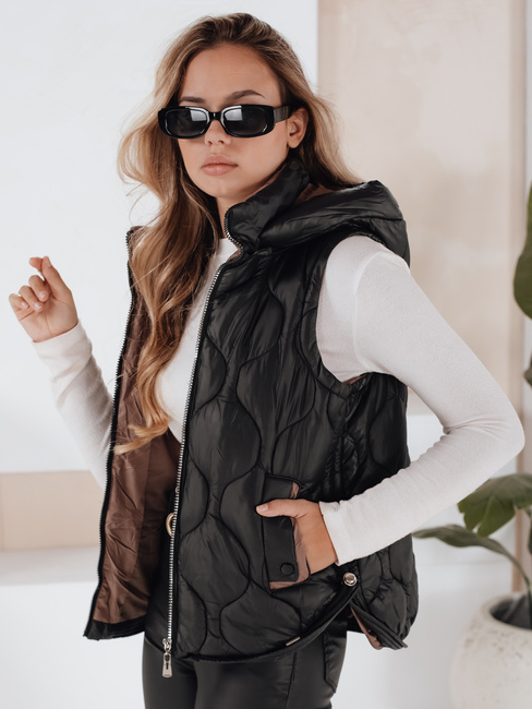 Damen Steppweste mit Kapuze MISSVEST schwarz Dstreet TY5022