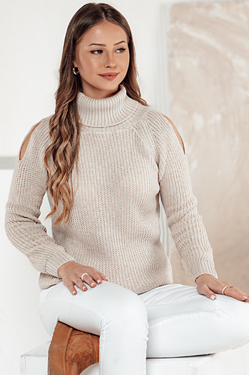 GOLFIVA Damen Pullover beige Dstreet MY2407