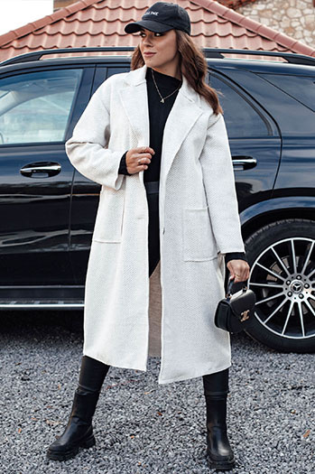 Langer Fischgrätenmantel in Übergröße von AVELINNI beige Dstreet NY0700