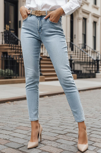 Damen Slim Fit Denim Hose SPARKLI blau Dstreet UY2488