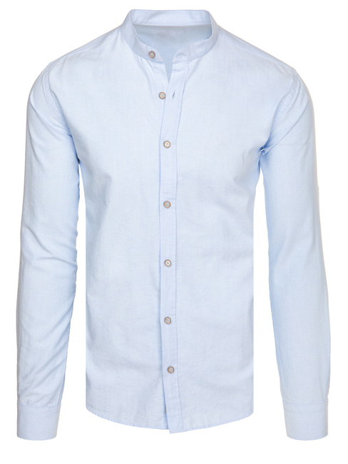 Herren Langarmhemd mit schmalem Kragen blau Dstreet DX2664