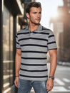 Gestreiftes Herren-Poloshirt hellgrau Dstreet PX0646