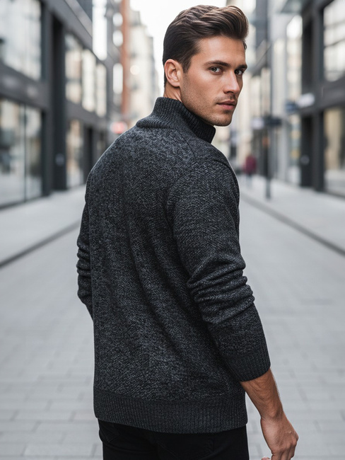 Herren Pullover ohne Knöpfe dunkelgrau Dstreet WX2252z