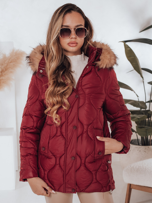 Damen Winterjacke LUMORE gesteppt mit Kapuze kastanienbraun Dstreet TY5014