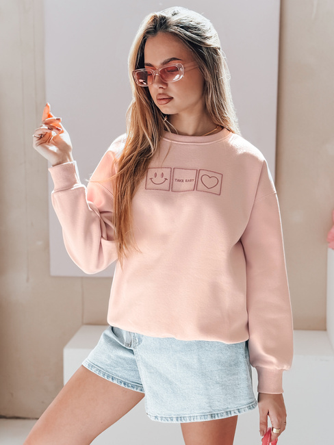 Damen Sweatshirt in Übergröße mit Stickerei EASYJOY rosa Dstreet BY1513