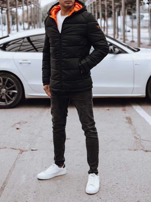 Herren Steppwinterjacke mit Kapuze schwarz Dstreet TX4895