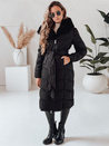 Damen Winter lange Steppjacke mit Pelz schwarz Dstreet TY5085
