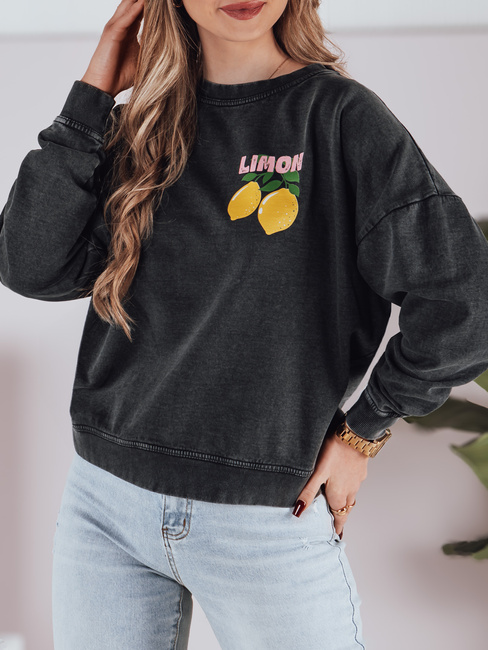 Damen Sweatshirt in Einheitsgröße LEMONFIT graphit Dstreet BY1348