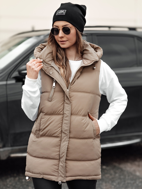 Damen Steppweste mit Kapuze VESTICA beige Dstreet TY4780